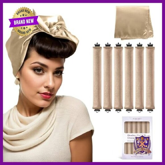 Heatless Overnight Hair Curlers 6-Pack with Satin Scarf main image 5
